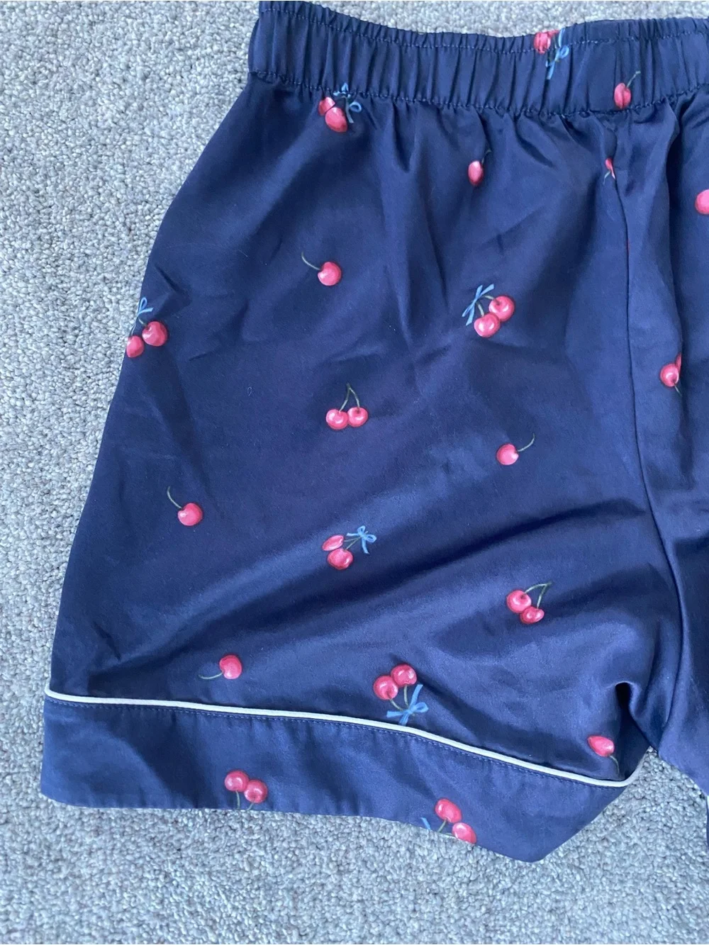 Japna Navy Cherry Print Short Pajama Set
